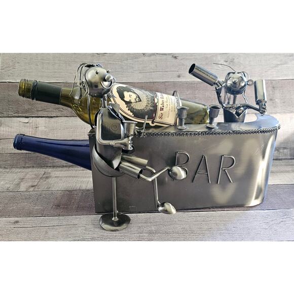 Couple at the Bar Metal Wine Bottle Holder